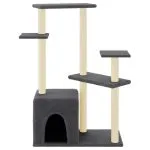 Ansamblu pisici cu stâlpi din funie sisal, gri închis, 107,5 cm