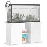 Suport acvariu, alb extralucios, 101x41x58 cm, lemn prelucrat