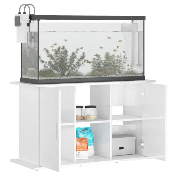 Suport acvariu, alb extralucios, 101x41x58 cm, lemn prelucrat