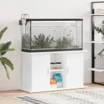 Suport acvariu, alb extralucios, 101x41x58 cm, lemn prelucrat
