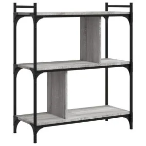 Bibliotecă cu 3 niveluri gri sonoma 76x32x88 cm lemn compozit