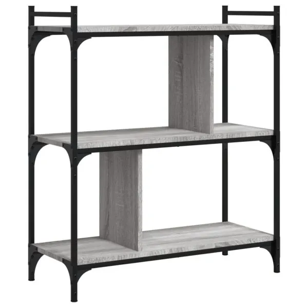 Bibliotecă cu 3 niveluri gri sonoma 76x32x88 cm lemn compozit