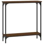 Măsuță consolă, stejar maro, 75×22,5×75 cm, lemn prelucrat