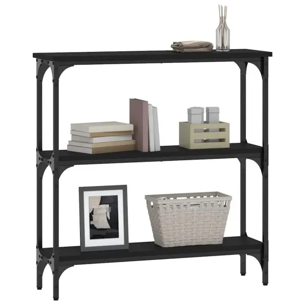 Masă consolă, negru, 75×22,5×75 cm, lemn prelucrat