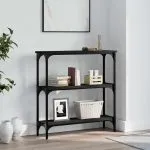 Masă consolă, negru, 75×22,5×75 cm, lemn prelucrat