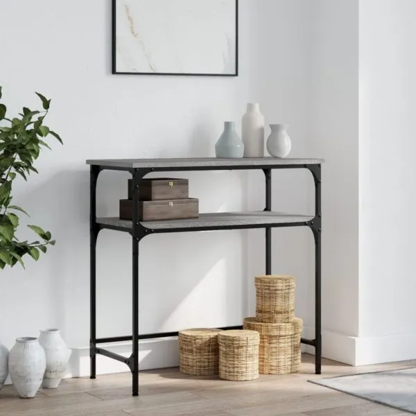 Măsuță consolă, gri sonoma, 75×35,5×75 cm, lemn prelucrat