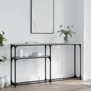 Măsuță consolă, gri sonoma, 145×22,5×75 cm, lemn prelucrat