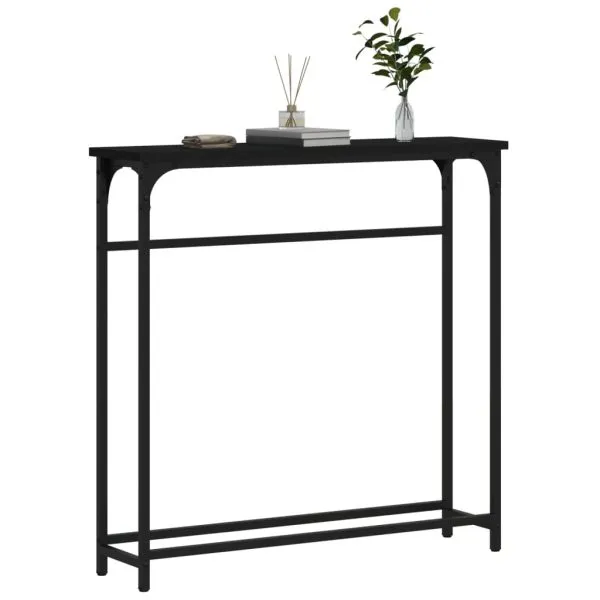 Masă consolă, negru, 75×19,5×75 cm, lemn prelucrat