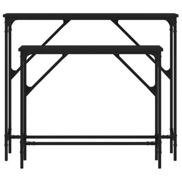 Măsuțe console, 2 buc., negru, lemn compozit