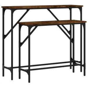 Măsuțe console, 2 buc., stejar fumuriu, lemn compozit