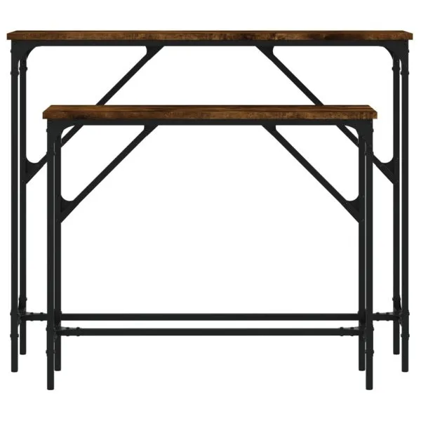Măsuțe console, 2 buc., stejar fumuriu, lemn compozit