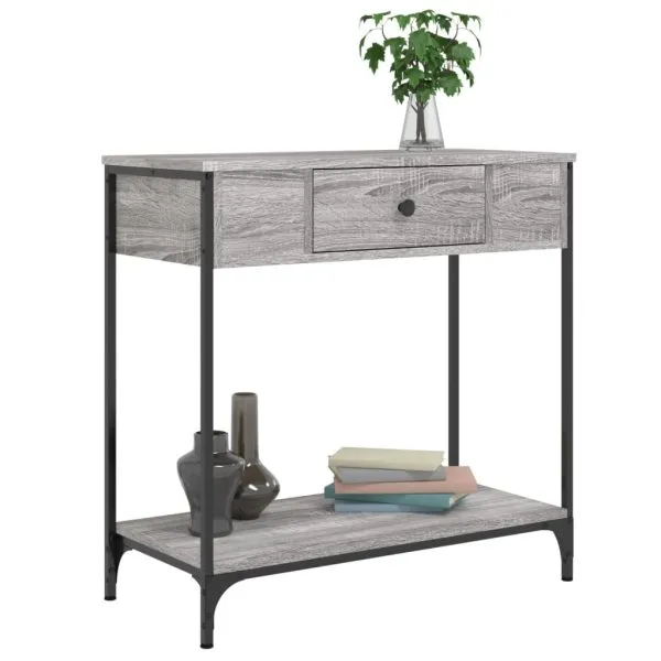 Masă consolă, gri sonoma, 75×34,5×75 cm, lemn prelucrat