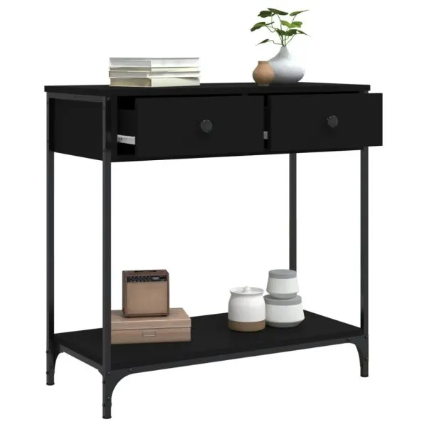Masă consolă, negru, 75×34,5×75 cm, lemn prelucrat
