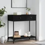 Masă consolă, negru, 75×34,5×75 cm, lemn prelucrat