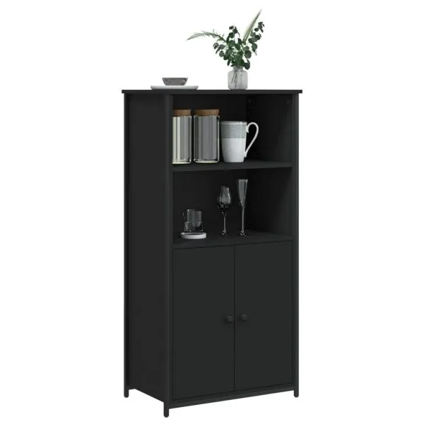 Dulap înalt, negru, 62x36x121,5 cm, lemn prelucrat