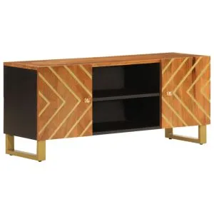 Dulap TV maro și negru 105×33,5×46 cm lemn masiv de mango