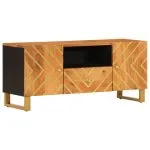 Dulap TV maro și negru 105×33,5×46 cm lemn masiv de mango