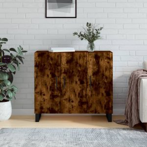 Dulap, stejar fumuriu, 90x34x80 cm, lemn compozit