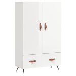 Dulap înalt, alb extralucios, 69,5x31x115 cm, lemn prelucrat