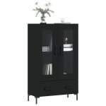 Dulap înalt, negru, 69,5x31x115 cm, lemn prelucrat