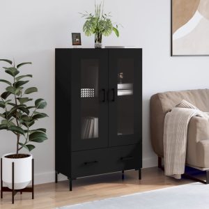 Dulap înalt, negru, 69,5x31x115 cm, lemn prelucrat