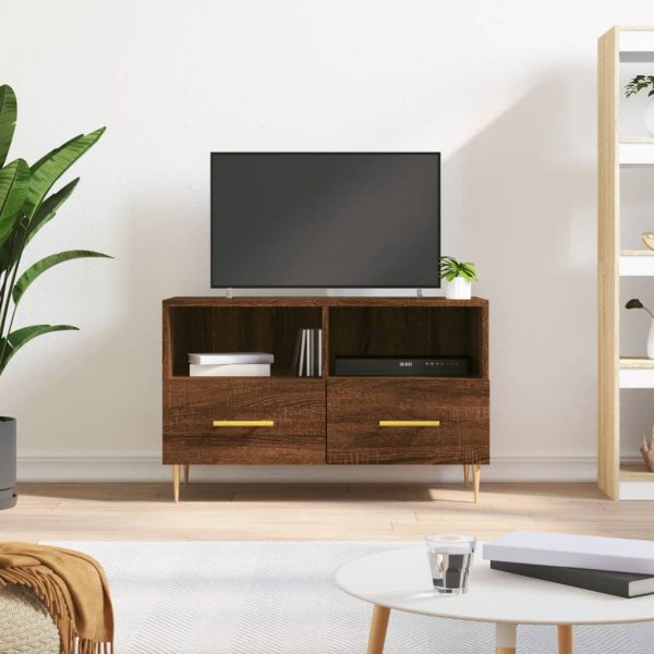 Comodă TV, stejar maro, 80x36x50 cm, lemn prelucrat