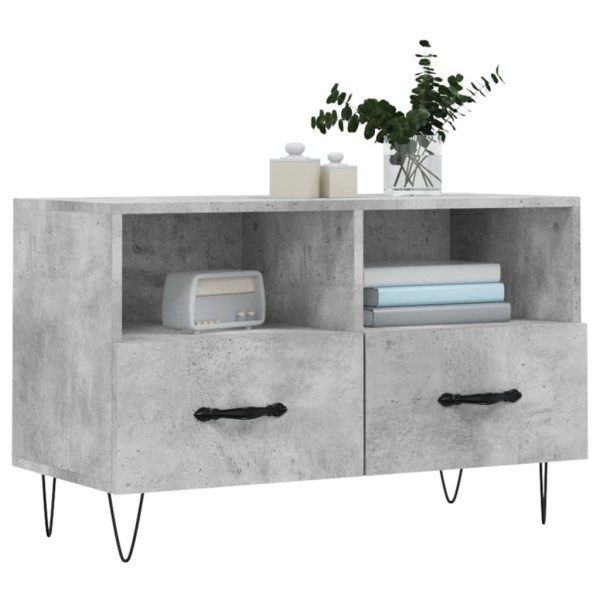 Comodă TV, gri beton, 80x36x50 cm, lemn compozit