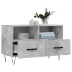 Comodă TV, gri beton, 80x36x50 cm, lemn compozit