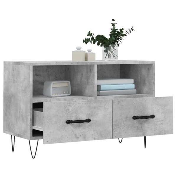 Comodă TV, gri beton, 80x36x50 cm, lemn compozit
