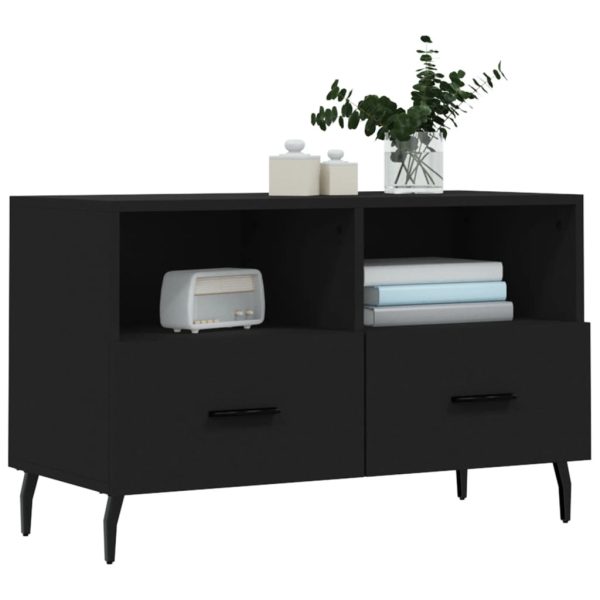 Comodă TV, negru, 80x36x50 cm, lemn prelucrat