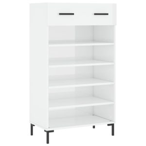Pantofar, alb extralucios, 60x35x105 cm, lemn prelucrat