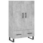 Dulap înalt, gri beton, 69,5x31x115 cm, lemn compozit