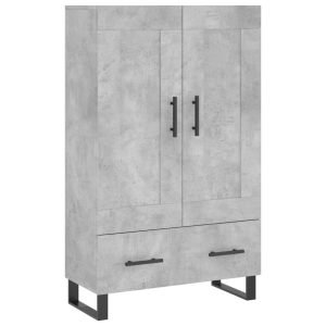 Dulap înalt, gri beton, 69,5x31x115 cm, lemn compozit
