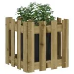 Jardinieră grădină design gard 40x40x40cm lemn de pin impregnat