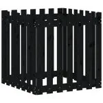 Jardinieră grădină design gard negru 70x70x70 cm lemn masiv pin