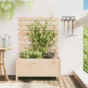 Jardinieră de grădină cu raft, 79×39,5×114 cm, lemn masiv pin