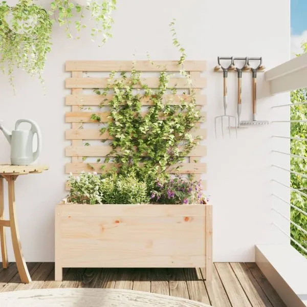 Jardinieră de grădină cu raft, 79×39,5×114 cm, lemn masiv pin