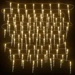 Luminițe de Crăciun țurțuri 100 LED-uri alb cald 10 m PVC acril