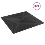Panouri de perete 24 buc. negru 50×50 cm XPS 6 m² stea