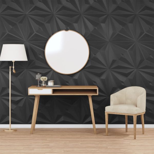 Panouri de perete 24 buc. negru 50×50 cm XPS 6 m² stea