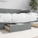Sertare de pat 2 buc, gri deschis, lemn prelucrat și textil