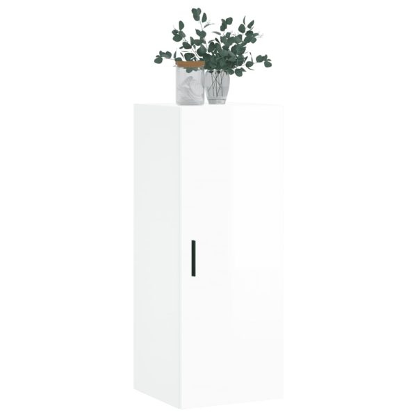 Dulap montat pe perete, alb extralucios, 34,5x34x90 cm