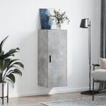Dulap montat pe perete, gri beton, 34,5x34x90 cm