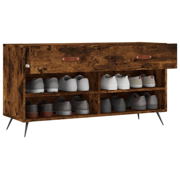 Bancă de pantofi, stejar fumuriu, 102x35x55 cm, lemn prelucrat