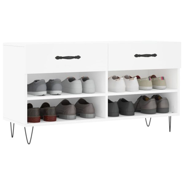 Bancă de pantofi, alb, 102x35x55 cm, lemn prelucrat