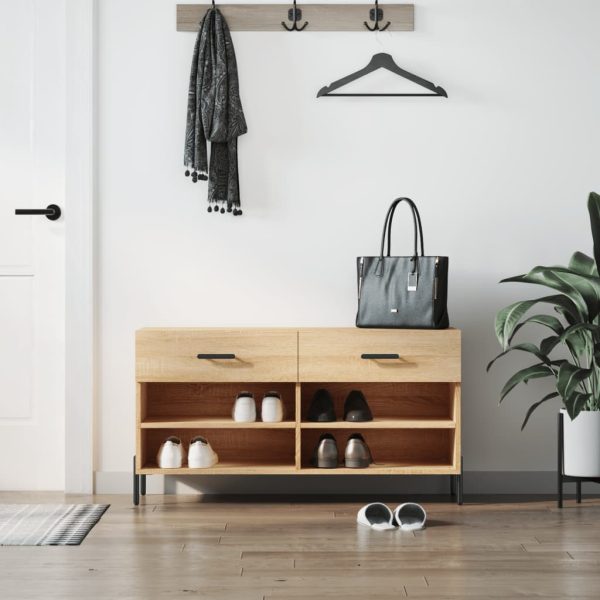 Bancheta pantofar, stejar sonoma, 102x35x55 cm, lemn prelucrat