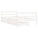 Cadru de pat copii cu sertare, alb, 80×160 cm, lemn masiv pin