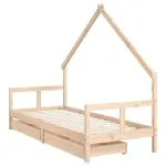 Cadru pat copii cu sertare, 80×200 cm, lemn masiv de pin