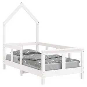 Cadru de pat pentru copii, alb, 70×140 cm, lemn masiv de pin