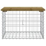 Bancă grădină, design gabion, 63x44x42 cm, lemn pin impregnat